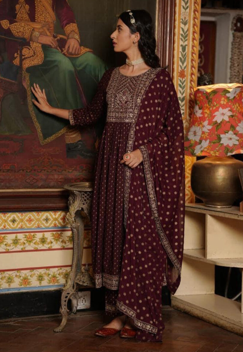 Brown Printed Salwar