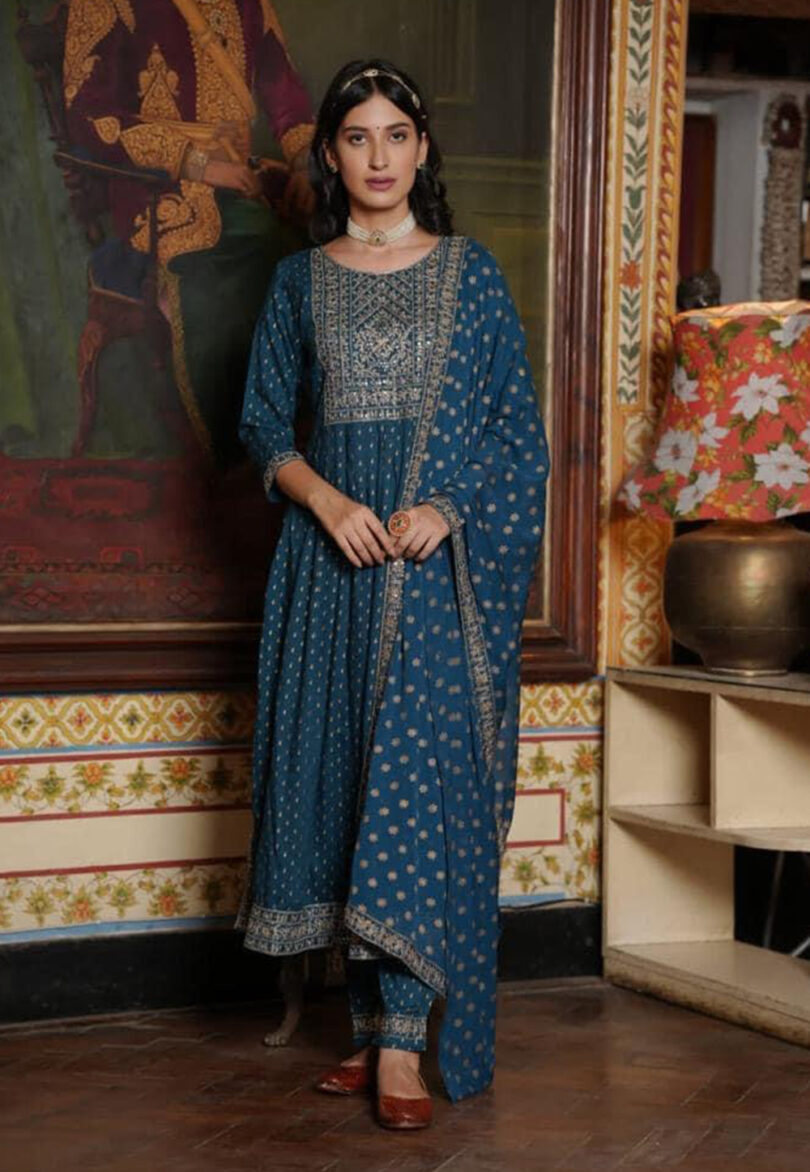 Blue Printed Salwar