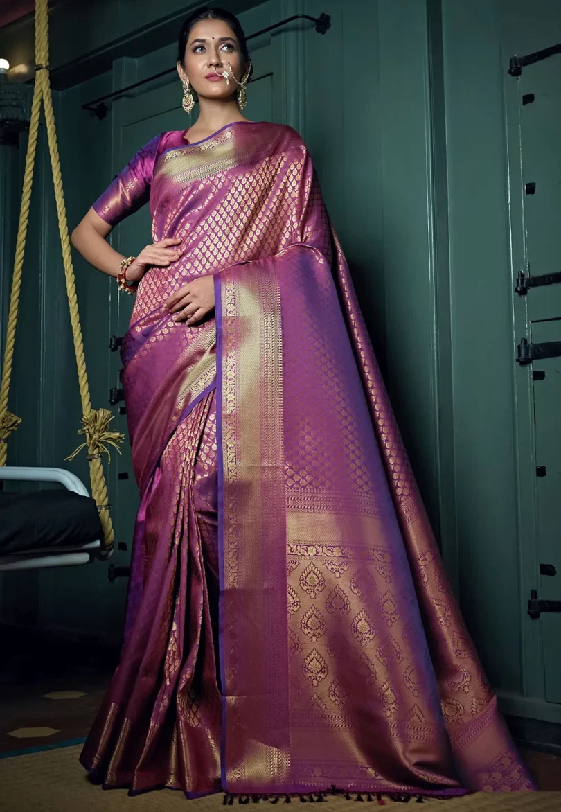 Woven Art Silk Saree in Purple